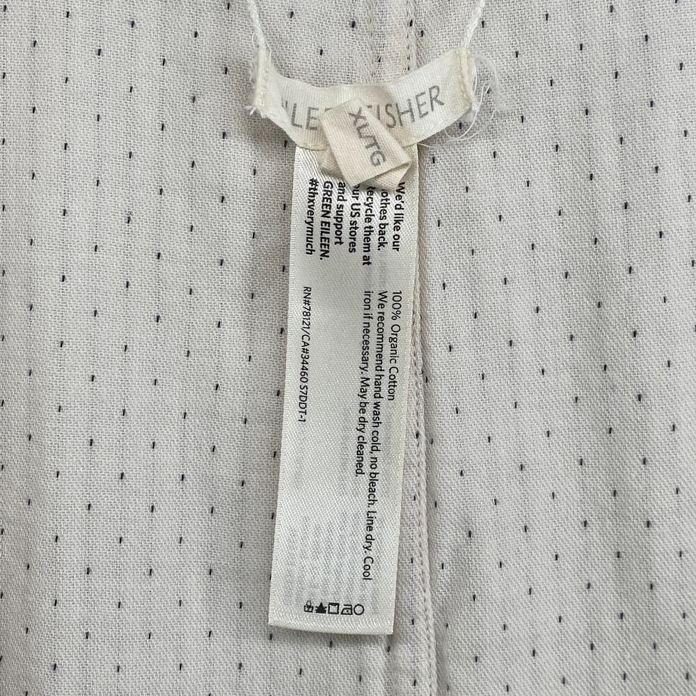 Eileen Fisher Jacket XL Reversible Organic Cotton Open Front Polka Stripe Beige - Picture 5 of 14